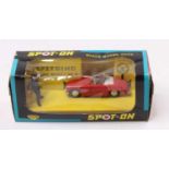 Spot-on No.281 "Speeding" MG Midget Sports Car, red body, white interior with figure driver, cast