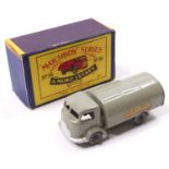 Matchbox Lesney No. 38 Karrier Bantam with a grey-brown body, metal wheels, silver trim and "