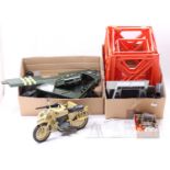 3 vintage Palitoy Action Man accessories including a German Motorcycle and Sidecar in very good