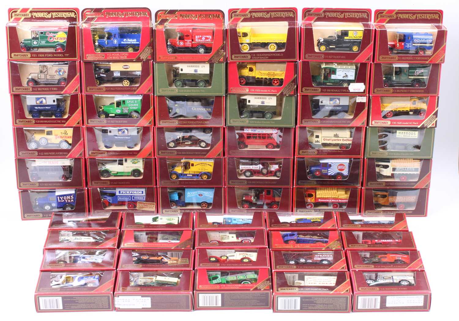 56 Matchbox Models of Yesteryear "red box" models to include, Model T Ford, Crossley, Mack and