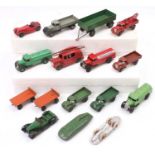One tray containing 16 Dinky Toys in play worn condition to include, No. 38F Jaguar SS100, No. 25D