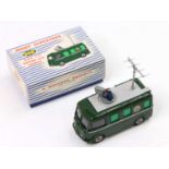 Dinky Toys No. 968 BBC TV roving eye vehicle with dark green body and grey detailing, with cameraman