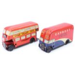 Chad Valley tinplate group, 2 examples to include London Transport Bus, together with a Chad