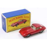 Matchbox Lesney No.32 E Type Jaguar, metallic red body with cream interior, black plastic tyres with