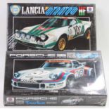 Nitto 1.24 scale plastic kits, No.565 Porsche RSR Turbo ' Martini' #21 1974 & No.599 Lancia