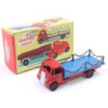 Benbros Qualitoy series No. 220 Guy Flat Truck with chains comprising a red body and chassis with