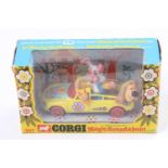 Corgi Toys No. 807 The Magic Roundabout Dougal's Car comprising of a yellow body with a grey base,