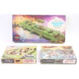 3 boxed Airfix HO OO scale military sets to include, Pontoon Bridge Assault Set comprising a snap