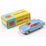 Corgi Toys No. 252 Rover 2000 comprising of a metallic blue body with red interior and spun hubs,