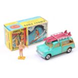 Corgi Toys No. 485 BMC Mini Countryman with surfing figure, comprising of a turquoise body with