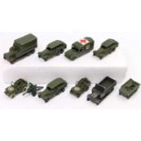 One tray containing Dinky Toys military vehicles to include, No. 152B Reconnaissance Car, No. 153A