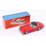 Tekno No.925 Mercedes Benz 300SL - red body, clear/black roof, off-white interior, in the original