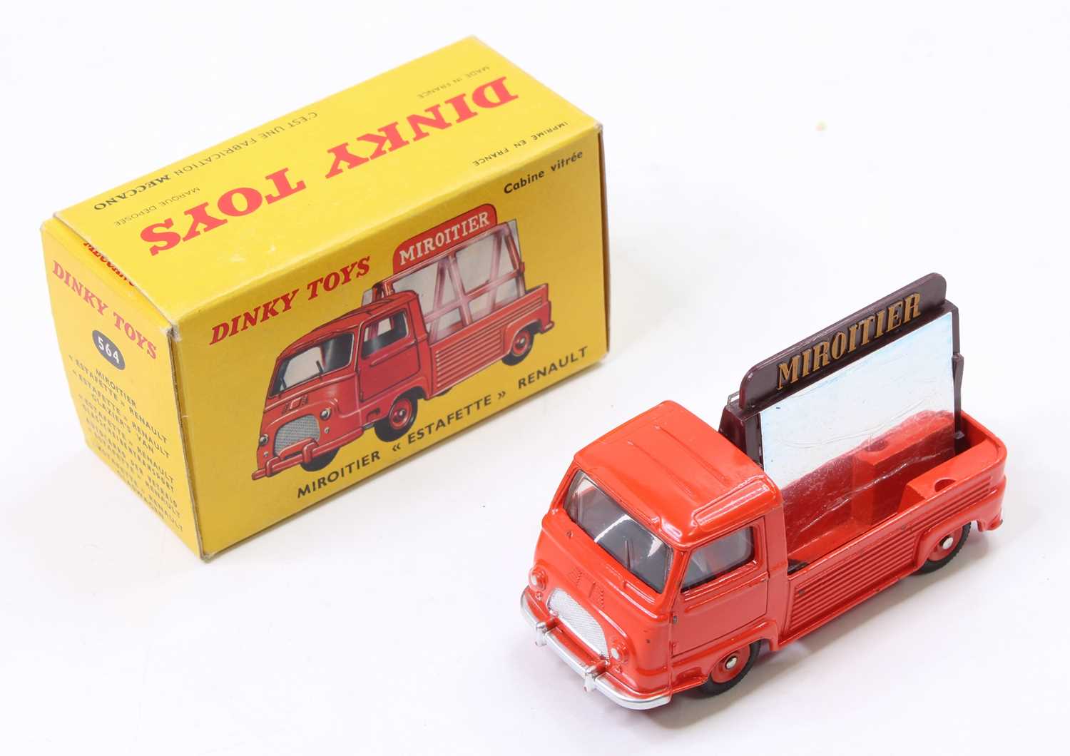 Dinky France, 564 Miroiter Estafette Renault, mirror truck, reddish orange, Saint Gobain livery,