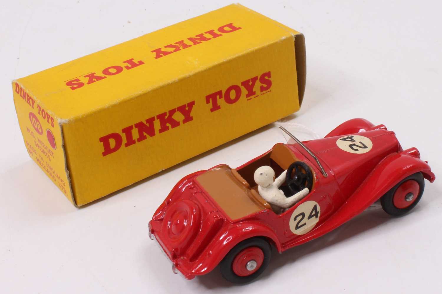 Dinky Toys, 108, MG Midget, comprising red body with driver figure, red hubs and racing number 24, - Bild 2 aus 2