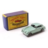 Matchbox Lesney No. 53 Aston Martin DB2-4 Mk1 in metallic green with metal wheels, sold with the