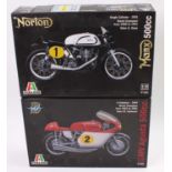 Italeri 1/9th scale motorcycle kits, 2 examples comprising of a Norton Manx 500cc 1951 single