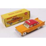 Dinky Toys, 265 Plymouth USA taxi, yellow with red roof and transfers, fair details on the door,