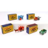 Matchbox Lesney boxed group of 4 to include No. 3 Cement Mixer, No. 6 Quarry Truck, No. 7 Horse