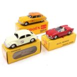 Metosul of Portugal boxed group of 3 to include a Volkswagen Beetle, an Alfa-Romeo Giulietta