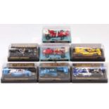 7 various boxed Scalextric Formula 1 slot cars including Nos. C129 March Ford 240, C134 Elf