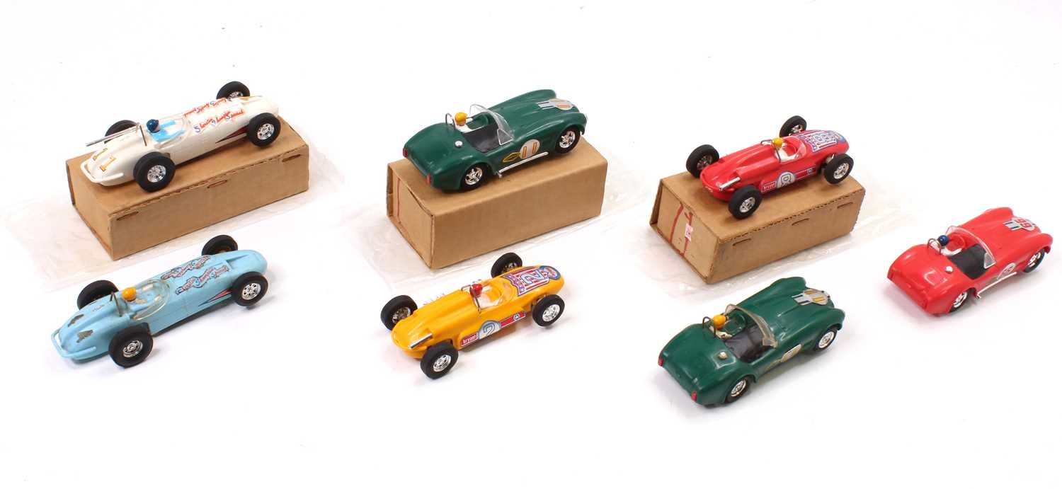 A collection of 7 Scalextric Hong Kong made slot cars to include AC Cobra, F/E Offenhauser and - Image 2 of 3