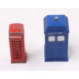 Spot On Models Police Box and Telephone Box, both with some play wear