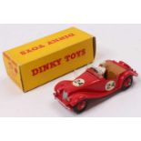 Dinky Toys, 108, MG Midget, comprising red body with driver figure, red hubs and racing number 24,