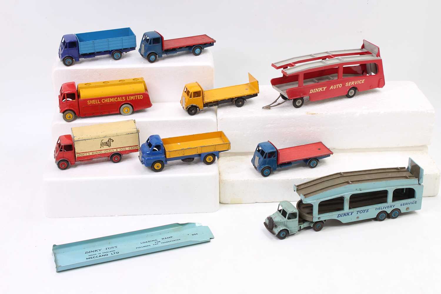 One box containing 9 Dinky Supertoys models to include, No. 991 AEC Monarch "Shell Chemicals", No.