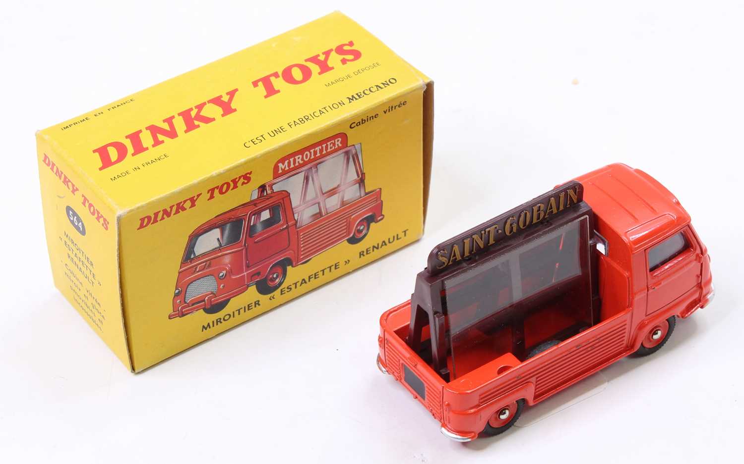 Dinky France, 564 Miroiter Estafette Renault, mirror truck, reddish orange, Saint Gobain livery, - Image 2 of 2