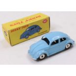 Dinky Toys No. 181 Volkswagen Saloon, light blue body with spun hubs in original card box (NM-BVG)