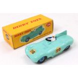 Dinky Toys, 238 Jaguar Type D racing car in turquoise with white driver, blue interior and blue