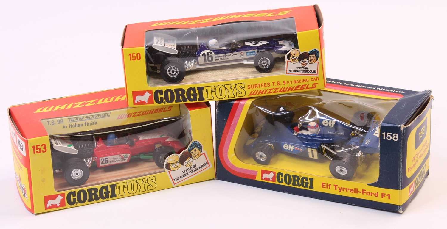 Corgi Toys Boxed diecast group, 3 examples to include No.153 TS 9B Team Surtees F1 Car, No.150