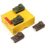 Dinky Toys No. 152A/650 Light Tank original trade box containing 4 examples with two in drab and two