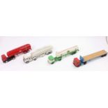 Four various white metal and resin handbuilt tractor unit and trailers, mixed examples, probably