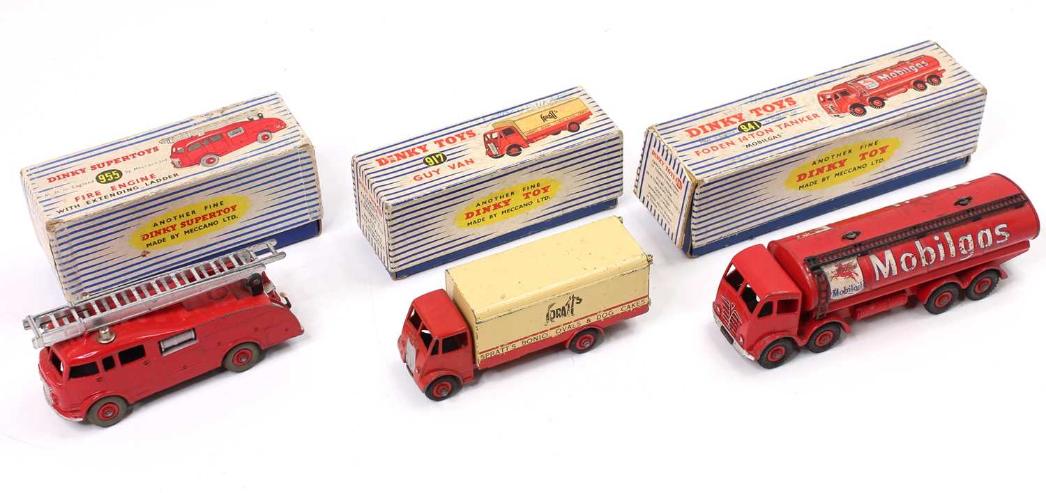 3 boxed Dinky Supertoys to include, No. 941 Foden 14 Ton Tanker in "Mobilgas" livery, No. 917 Guy