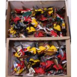 2 trays containing a quantity of Timpo Toys plastic mounted knights (50+)