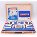 French Meccano No.9 boxed set, appears complete and unused, with wooden carry case, instructions