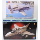 A Tamiya 1/32nd scale McDonnell Douglas F-4J together with a Hobby Boss 1/48th scale N/AW A-10