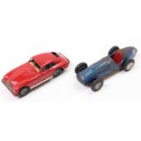 Minimodels Scalex friction drive tinplate models, 2 examples comprising of an Aston Martin DB2 in