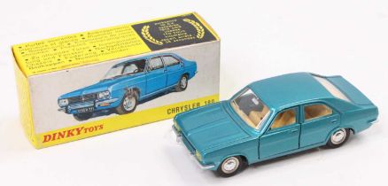 French Dinky Toys, 1409, Chrysler 180, metallic turquoise body, light tan interior, detailed hubs,