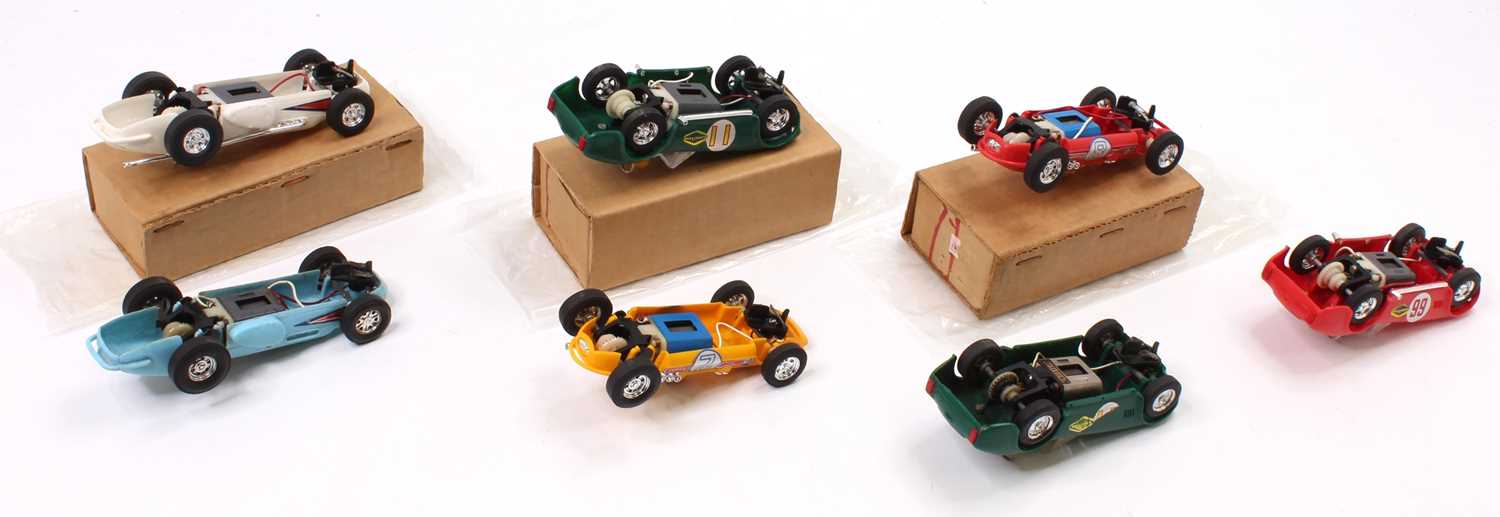 A collection of 7 Scalextric Hong Kong made slot cars to include AC Cobra, F/E Offenhauser and - Image 3 of 3