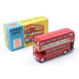 Corgi Toys No. 468 London Transport Routemaster Bus, red body, spun hubs with Church's Shoes livery,