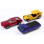 3 Mattel Hot Wheels "Redlines" issues comprising a Custom AMX in red with a white interior, an Ice T
