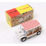 Dinky Toys No.106 The Prisoner Mini Moke with white body with red and white striped stickered