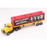 Corgi Toys No. 1106 Mack Container Truck in yellow with red containers, the containers have had