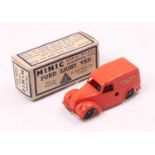 Triang Minic 2823 Ford Light Van, orange plastic body with black hubs, in the original card box