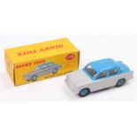 Dinky Toys No. 175 Hillman Minx saloon comprising grey and blue body with blue hubs, and with