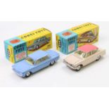 Corgi Toys, 2 boxed examples comprising No. 229 Chevrolet Corvair in pale blue with a lemon