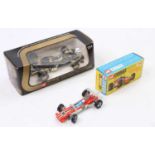 2 boxed Corgi Toys Lotus Racing Cars including No. 154 John Player Special Formula 1 in its window