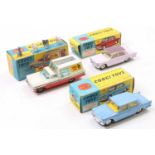 Corgi Toys, 3 boxed examples comprising No. 217 Fiat 1800 in pale blue with a yellow interior (VG-